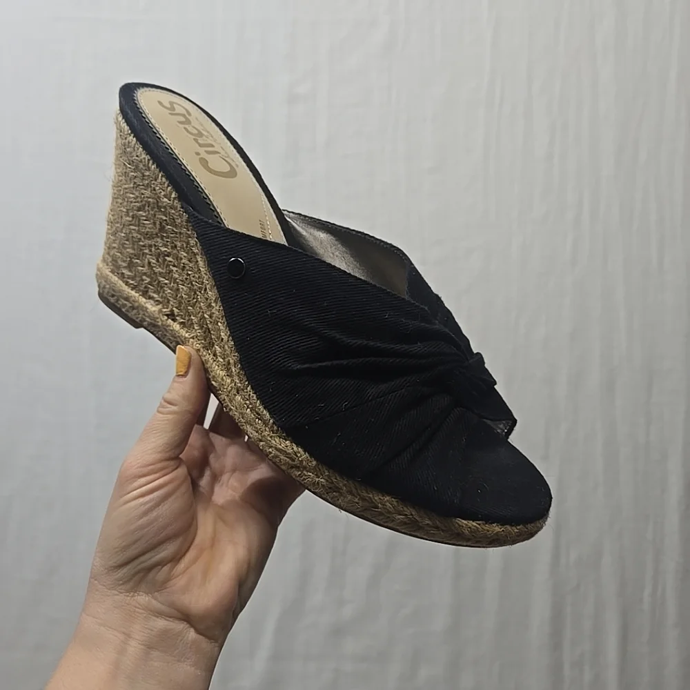 Circus By Sam Edelman Women's 10 Knot Espadrille‎ Wedge Clog Mules Sandals Black